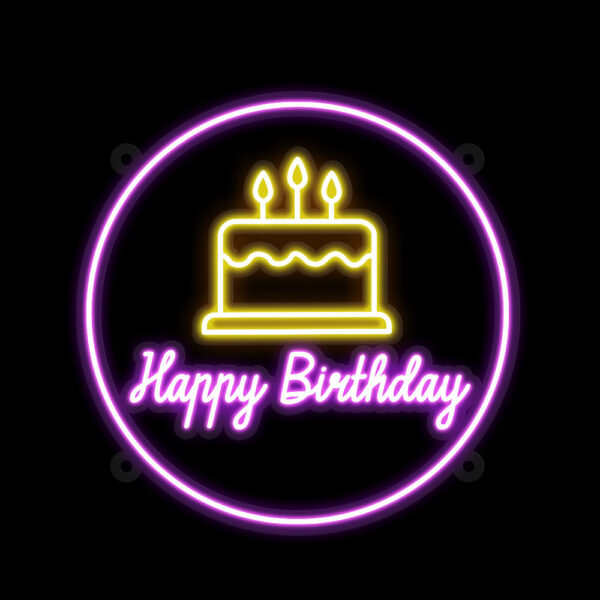 Happy Birthday with Cake Neon Sign - Image 3