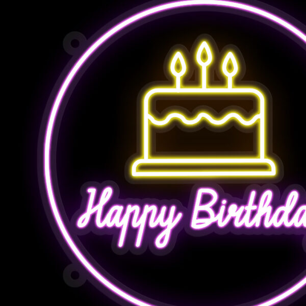 Happy Birthday with Cake Neon Sign - Image 2