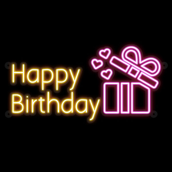 Happy Birthday with Gift Box Neon Sign - Image 3