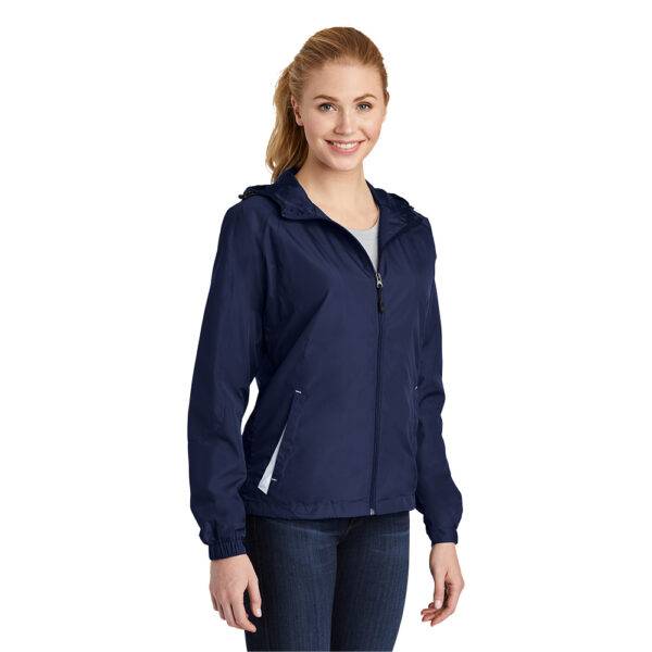 Custom Sport-Tek LST76 Ladies Colorblock Hooded Raglan Jacket - Image 9