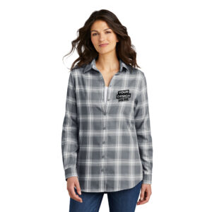 Custom Port Authority LW668 Ladies Plaid Flannel Tunic