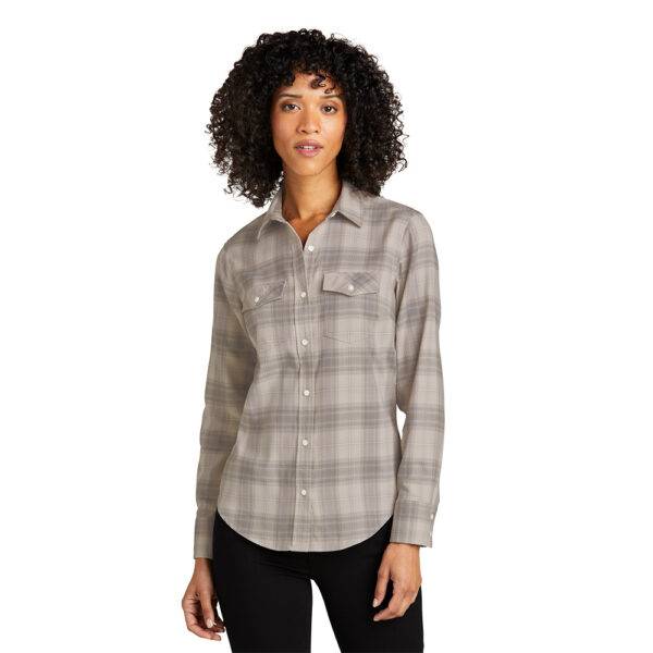Custom Port Authority LW672 Ladies Long Sleeve Ombre Plaid Shirt - Image 5