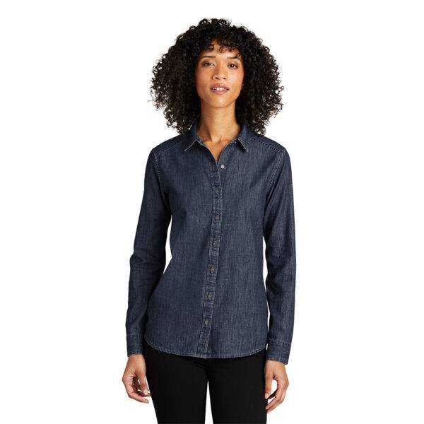 Custom Port Authority LW676 Ladies Long Sleeve Perfect Denim Shirt - Image 4