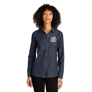 Custom Port Authority LW676 Ladies Long Sleeve Perfect Denim Shirt