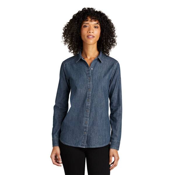 Custom Port Authority LW676 Ladies Long Sleeve Perfect Denim Shirt - Image 5
