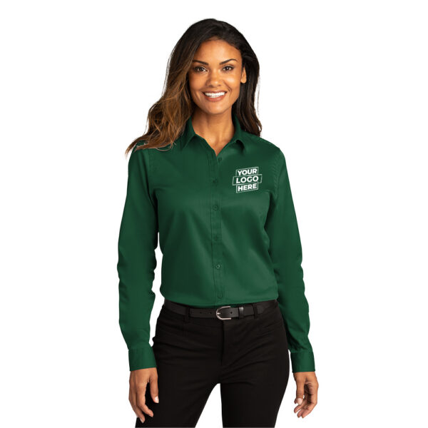 Custom Port Authority LW808 Ladies Long Sleeve SuperPro React Twill Shirt