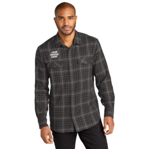 Custom Port Authority W672 Long Sleeve Ombre Plaid Shirt
