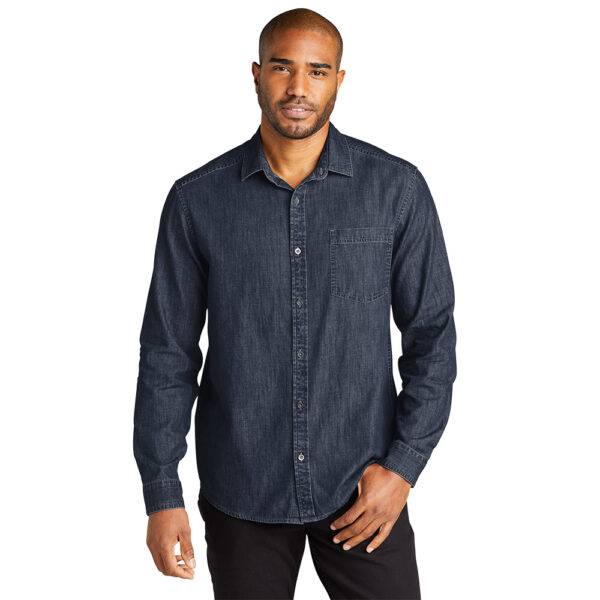 Custom Port Authority W676 Long Sleeve Perfect Denim Shirt - Image 4
