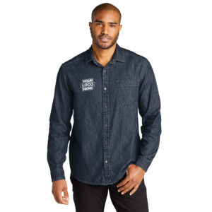 Custom Port Authority W676 Long Sleeve Perfect Denim Shirt