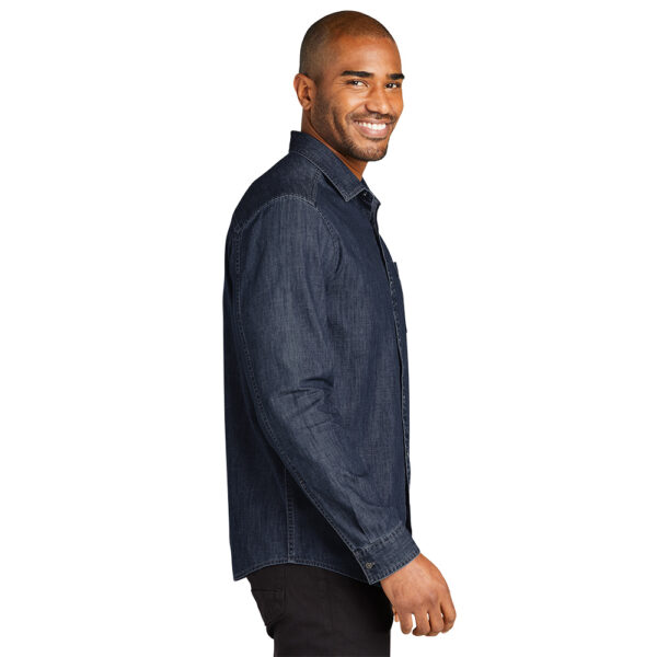 Custom Port Authority W676 Long Sleeve Perfect Denim Shirt - Image 2