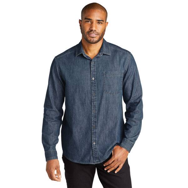 Custom Port Authority W676 Long Sleeve Perfect Denim Shirt - Image 5