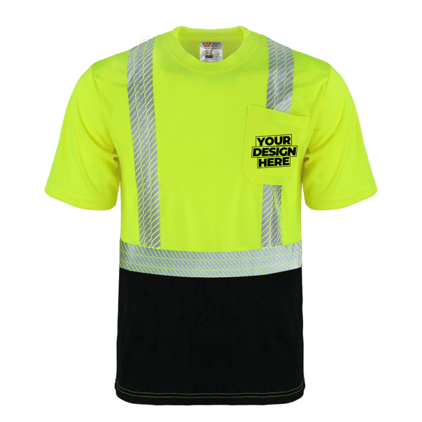 Custom Safety Brite HI VIS Black Bottom Segmented T-Shirt