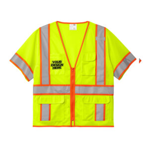 Custom CornerStone® ANSI 107 Class 3 Surveyor Mesh Zippered Two-Tone Short Sleeve Vest
